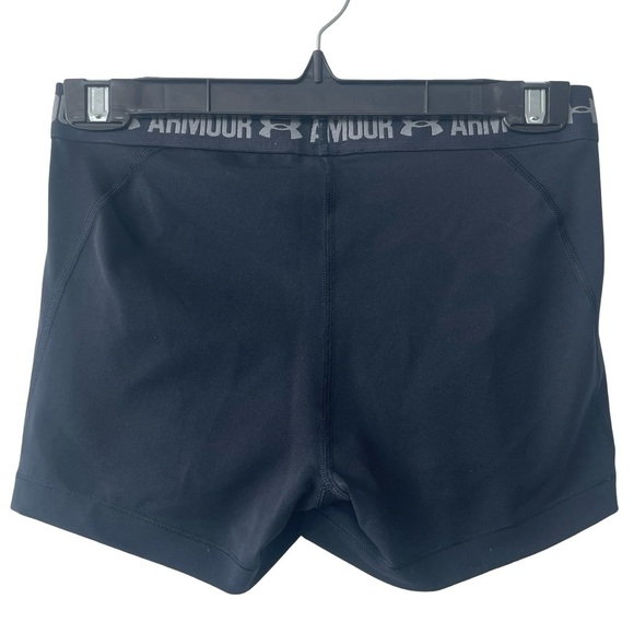 Under Armour Women’s Black HeatGear Compression Shorts Small Logo Waistband - Picture 2 of 4